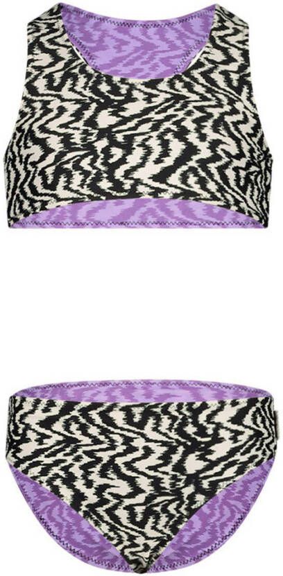 B.Nosy crop bikini zwart wit paars