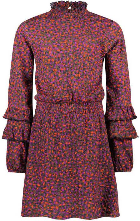 B.Nosy jurk B.GRACIOUS met all over print paars Meisjes Polyester Opstaande kraag 146 152