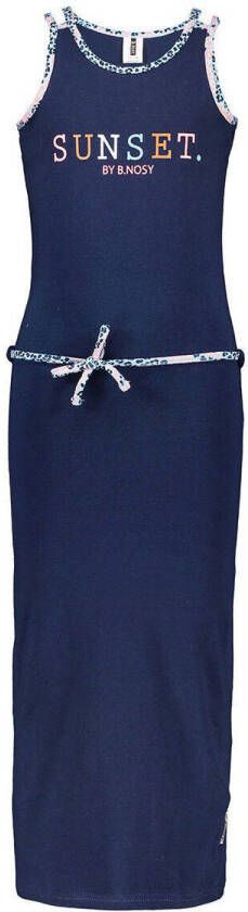B.Nosy jurk met tekst donkerblauw Meisjes Stretchkatoen Ronde hals Tekst 104