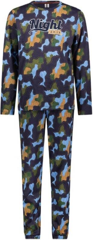 B.Nosy pyjama B. a SLEEP met all over print donkerblauw multicolor Jongens Stretchkatoen Ronde hals 110 116