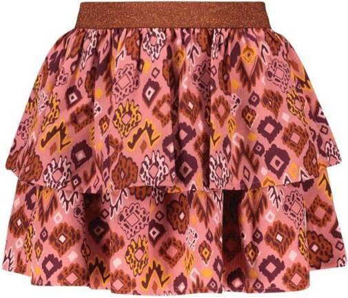 B.Nosy rok B.PLEASANT met all over print roze bruin Meisjes Polyester All over print 122 128