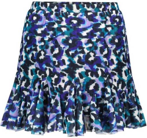 B.Nosy rok met all over print en volant paars blauw wit zwart