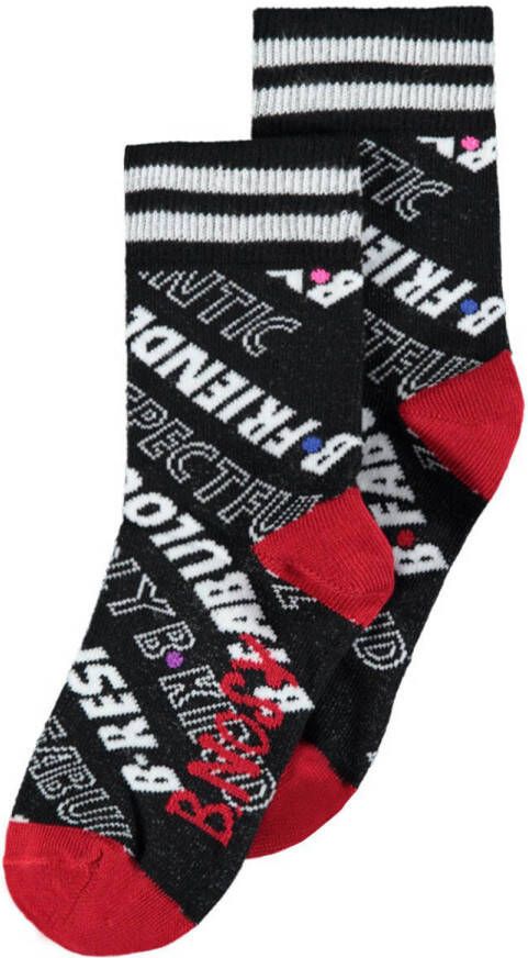 B.Nosy sokken met all-over print zwart rood wit Meisjes Katoen Tekst 35-38