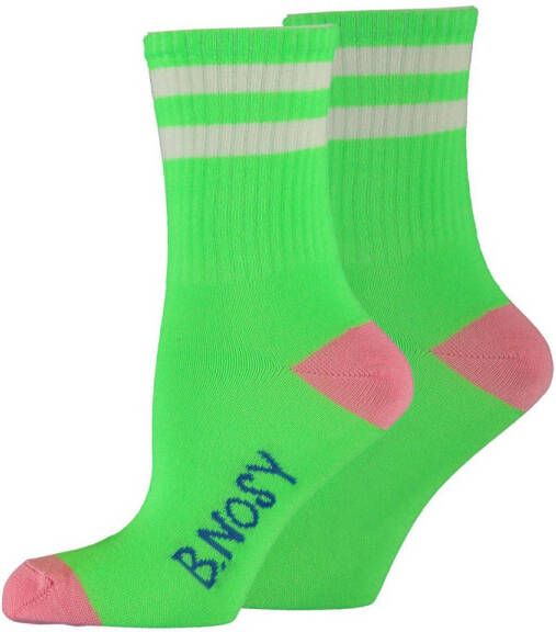 B.Nosy sokken met streep neongroen roze Stretchkatoen Streep 27-30