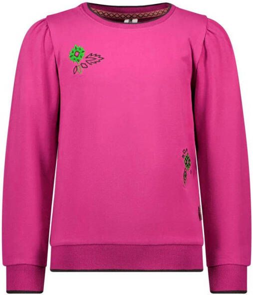 B.Nosy sweater B.AWESOME met borduursels fuchsia Roze Meisjes Sweat (duurzaam) Ronde hals 104