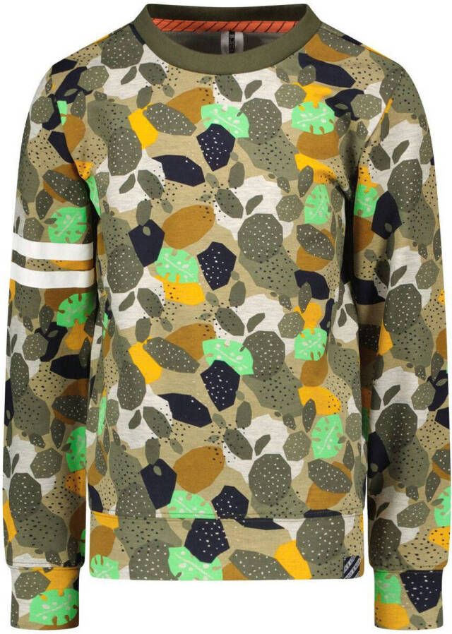 B.Nosy sweater met all over print armygroen multicolor