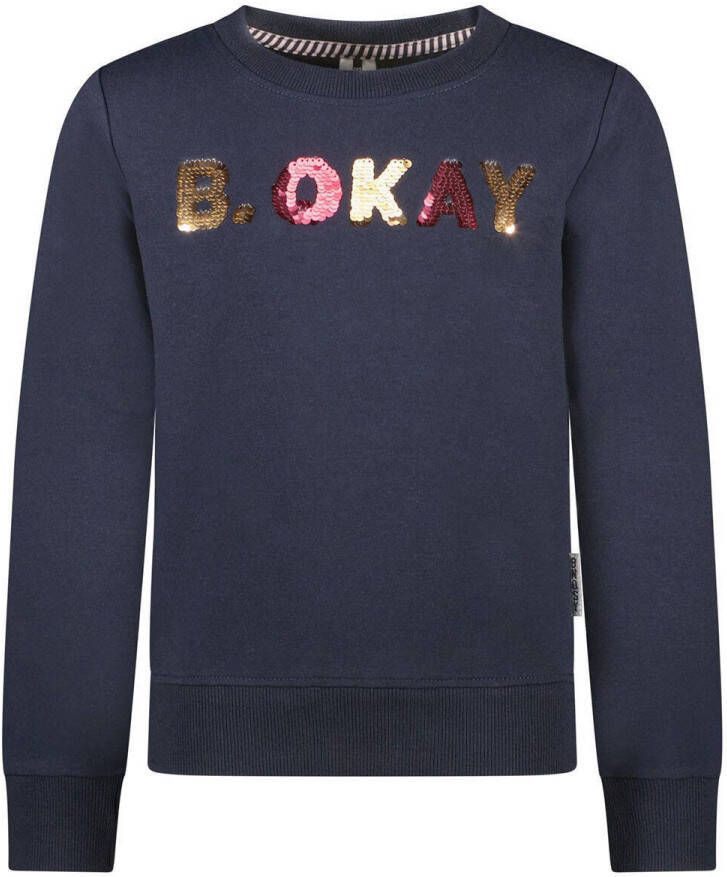 B.Nosy sweater met pailletten donkerblauw