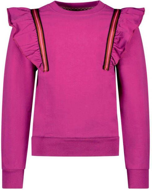 B.Nosy sweater met ruches fuchsia Roze Meisjes Katoen (duurzaam) Ronde hals 104