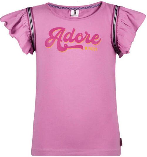 B.Nosy T-shirt B.Adorable met tekst donkerroze Meisjes Katoen (duurzaam) Ronde hals 116