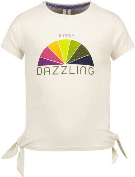 B.Nosy T-shirt B.Dazzeling met printopdruk offwhite Wit Meisjes Katoen Ronde hals 122 128