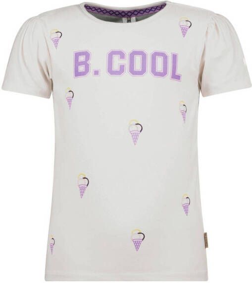 B.Nosy T-shirt B.Next met biologisch katoen wit lila Meisjes Katoen (biologisch) Ronde hals 158 164