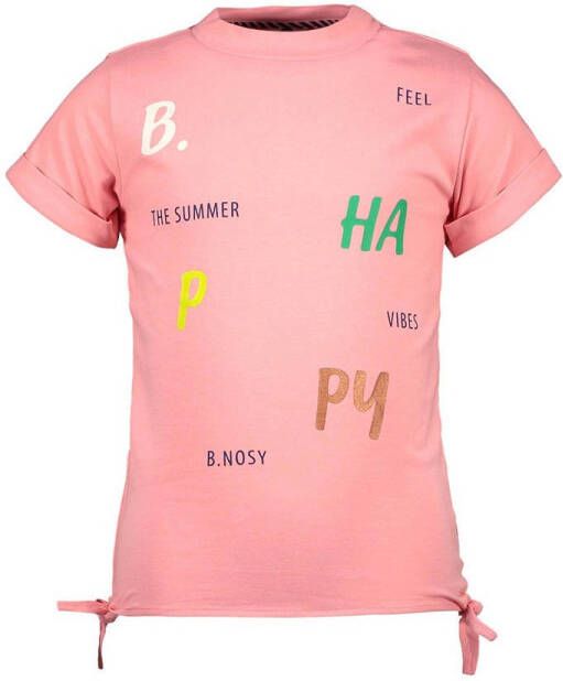 B.Nosy T-shirt met all over print roze Meisjes Stretchkatoen Ronde hals 122 128