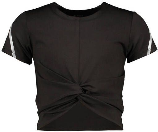 B.Nosy T-shirt met contrastbies zwart Meisjes Polyester Ronde hals Effen 110
