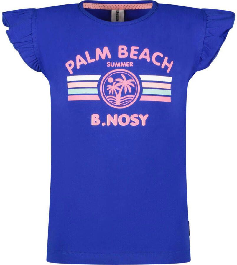 B.Nosy T-shirt met printopdruk kobaltblauw Meisjes Stretchkatoen Ronde hals 146-152