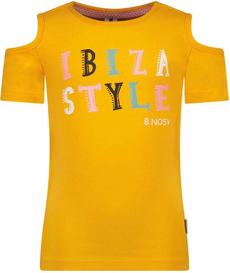 B.Nosy T-shirt met printopdruk oranjegeel Meisjes Stretchkatoen Ronde hals 122-128