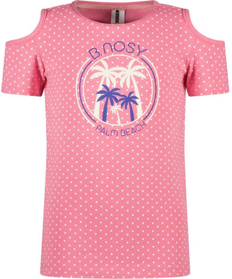 B.Nosy T-shirt met printopdruk roze Meisjes Stretchkatoen Ronde hals Printopdruk 122-128