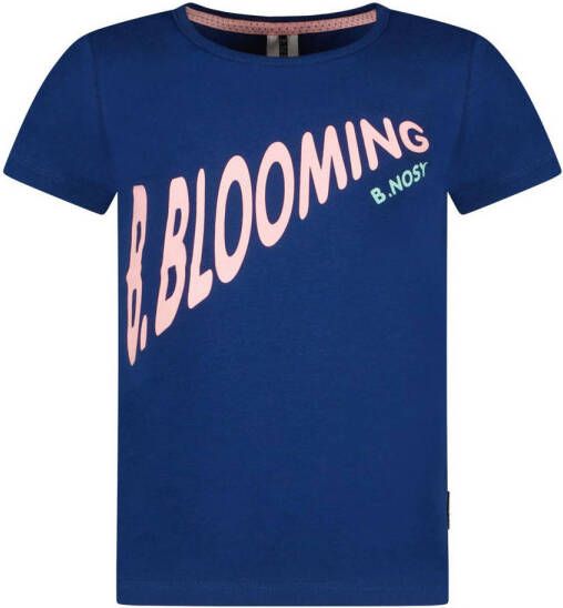 B.Nosy T-shirt met tekst blauw roze Meisjes Stretchkatoen Ronde hals Tekst 122 128