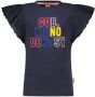 B.Nosy T-shirt met tekst en ruches marine Blauw Meisjes Stretchkatoen Ronde hals 122 128 - Thumbnail 1