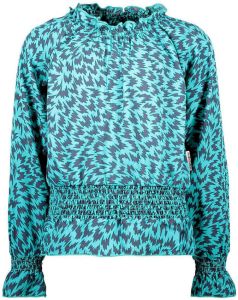 B.Nosy top met all over print en ruches turquoise