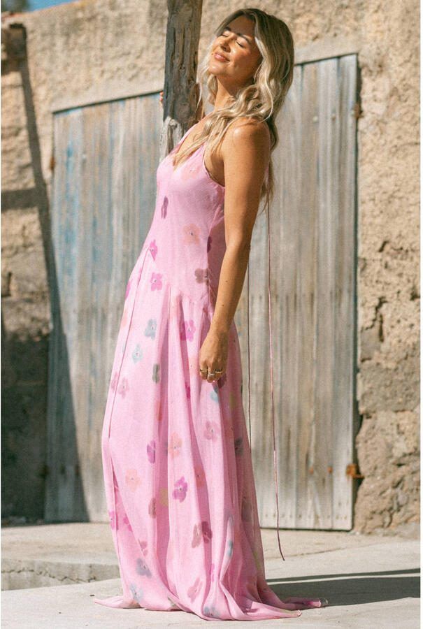 Bolina Island gebloemde maxi jurk roze - Foto 3