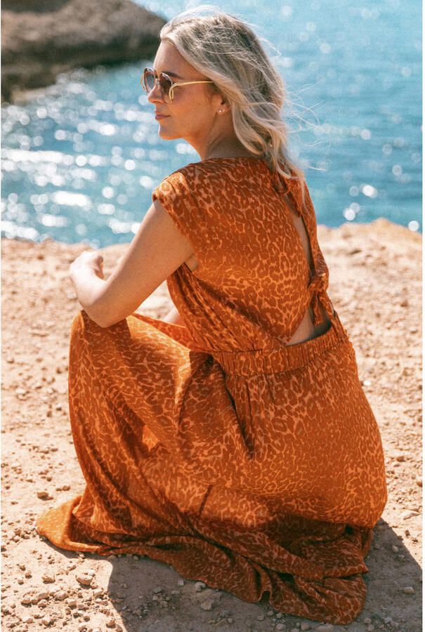 Bolina Island maxi jurk met panterprint oranje - Foto 2
