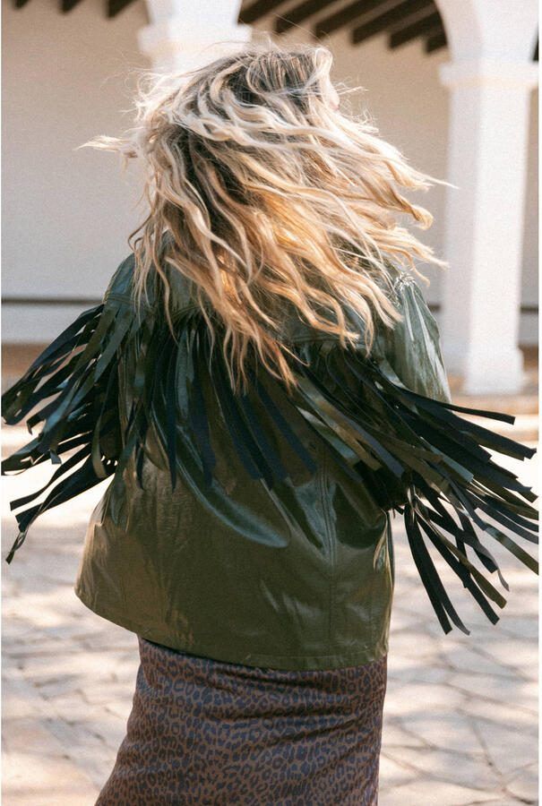 Bolina Island x Florine Hofstee imitatieleren jasje groen - Foto 3