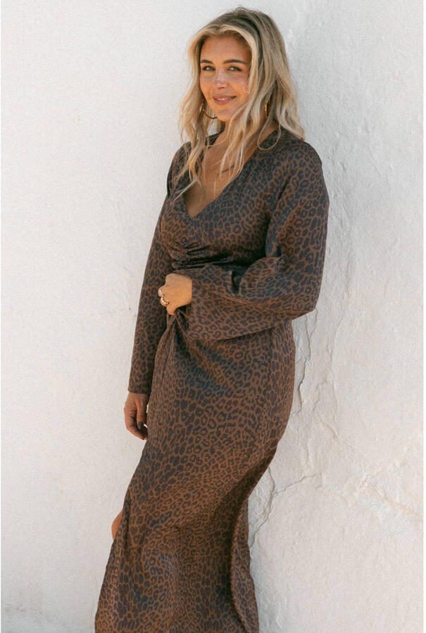 Bolina Island x Florine Hofstee maxi jurk met panterprint bruin - Foto 2