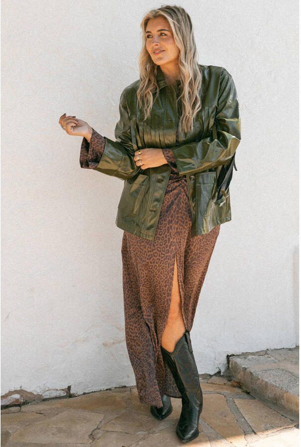 Bolina Island x Florine Hofstee maxi jurk met panterprint bruin - Foto 3