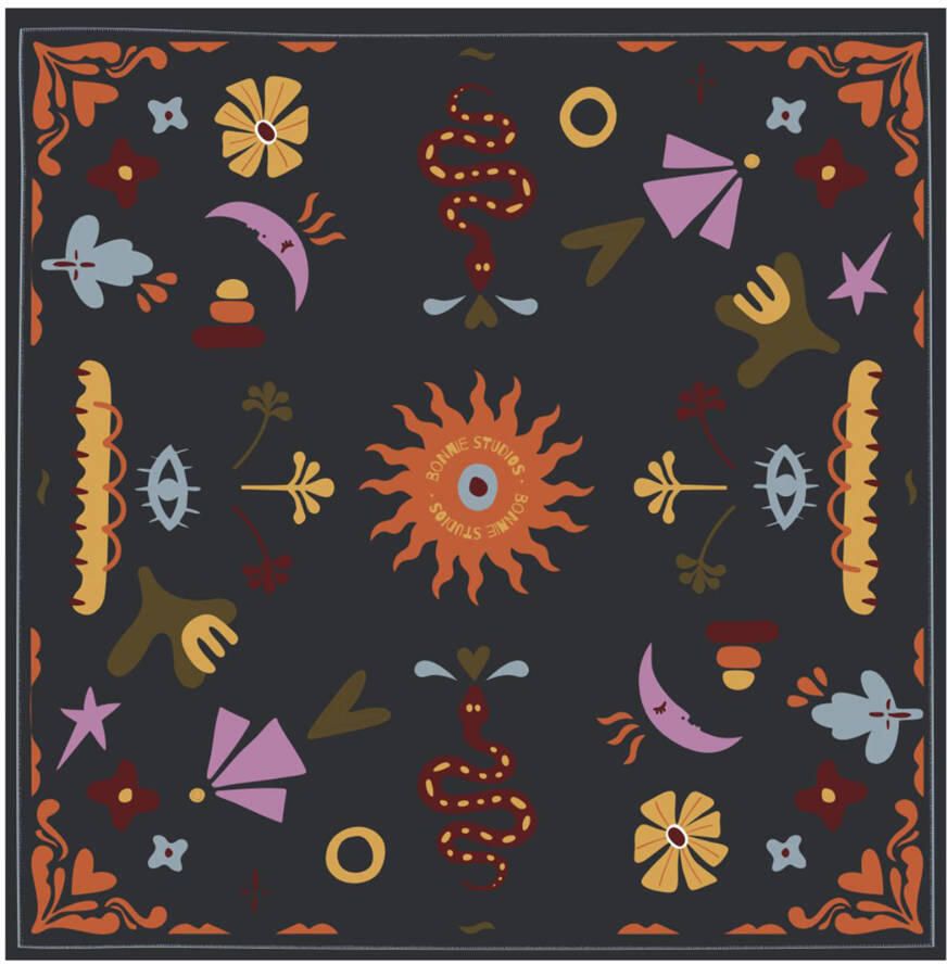 Bonnie Studios bandana met all-over print donkerblauw