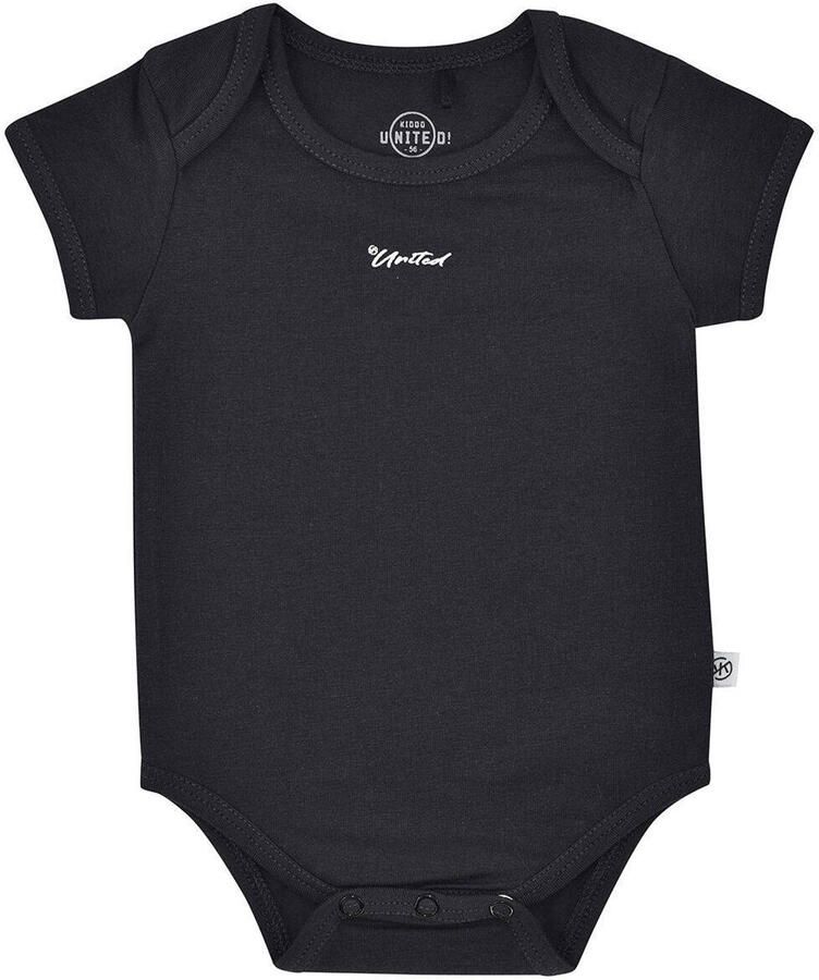Born by Kiddo United baby romper met tekst antraciet Grijs Katoen Ronde hals 50