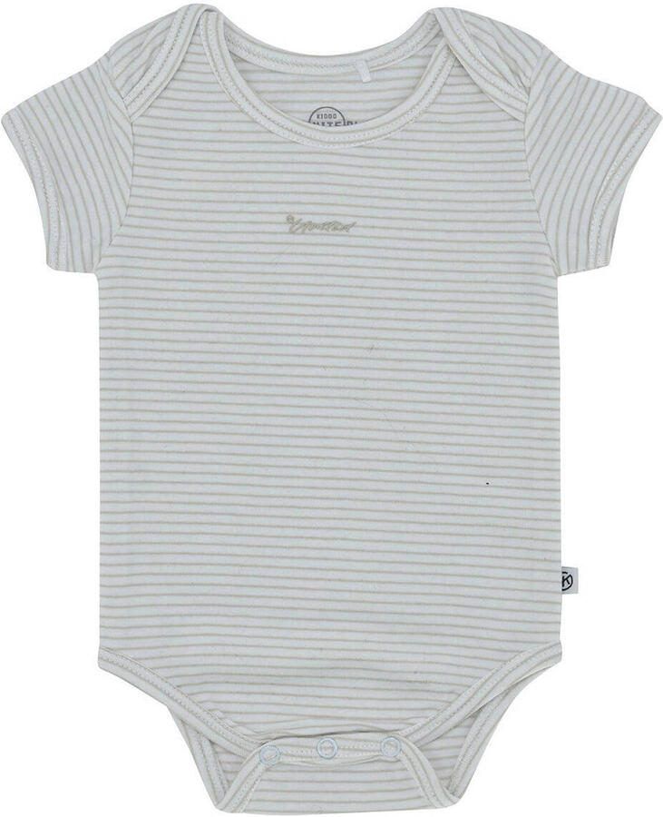 Born by Kiddo United gestreepte newborn romper zand Beige Stretchkatoen Ronde hals 50