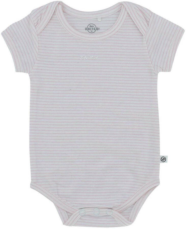 Born by Kiddo United gestreepte romper wit lila Meisjes Katoen Ronde hals 50