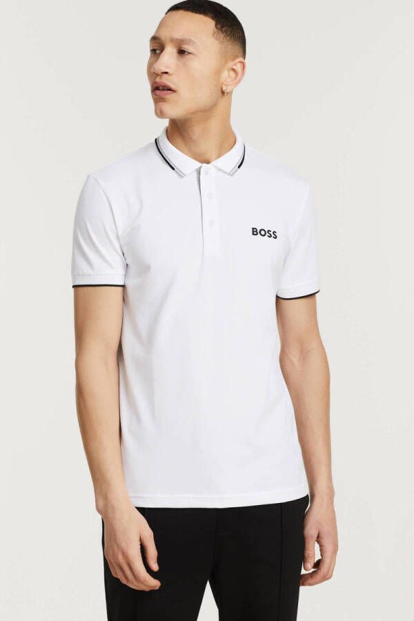 BOSS Athleisure polo Paddy Pro met contrastbies white