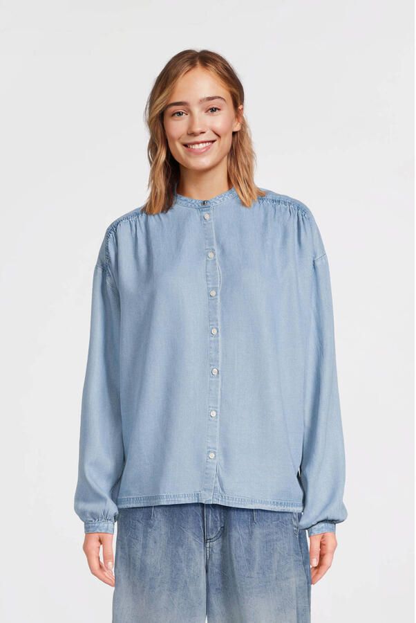 Boss Orange Regular fit jeansblouse met opstaande kraag model 'Bizzan' - Foto 4