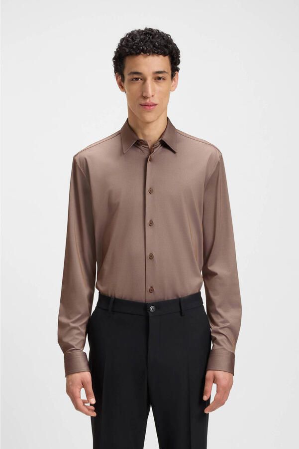 Boss Slim fit zakelijk overhemd van ademend materiaal - Foto 3