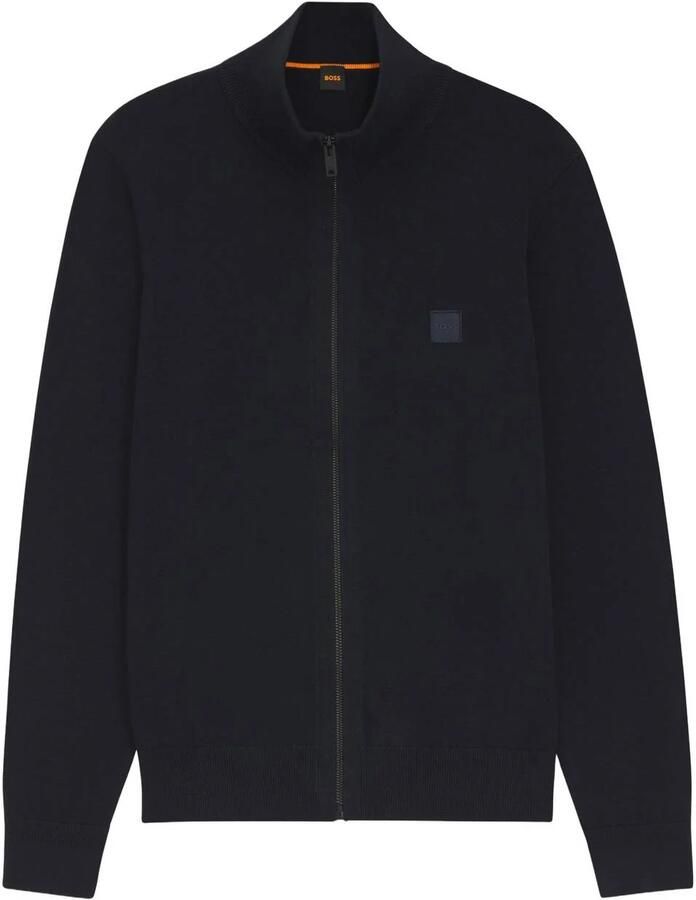 BOSS Kanozip gebreid vest met kasjmier dark blue