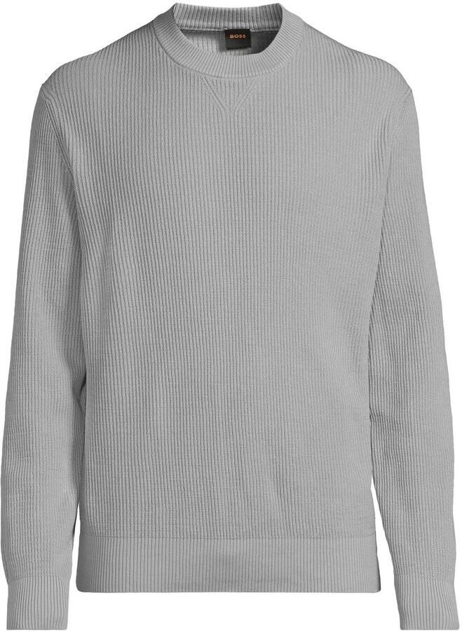 BOSS katoenen regular fit trui grijs