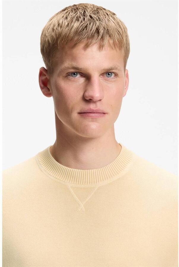 BOSS katoenen relaxed fit gebreide trui licht pastel oranje - Foto 2