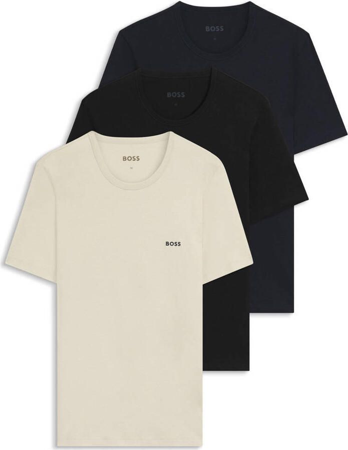 Boss Regular fit T-shirt van puur katoen in een set van 3 stuks