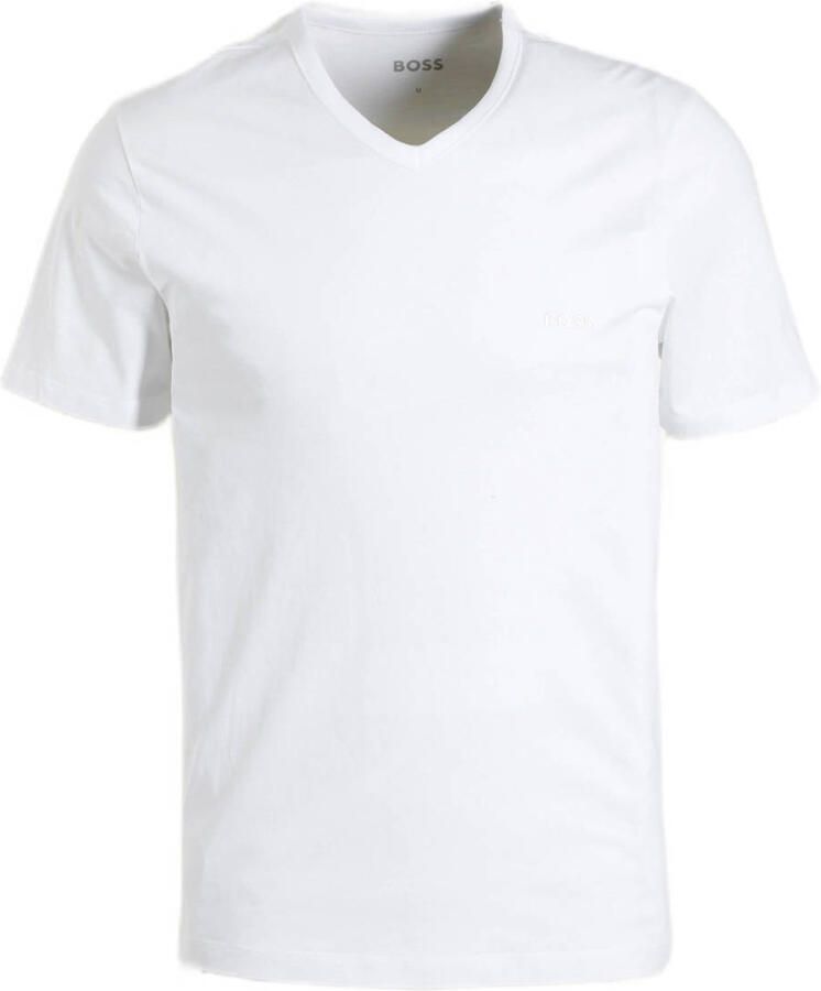 Boss Katoenen T-shirts 3-pack Regular Fit V-hals Logo Borduursel White Heren - Foto 6