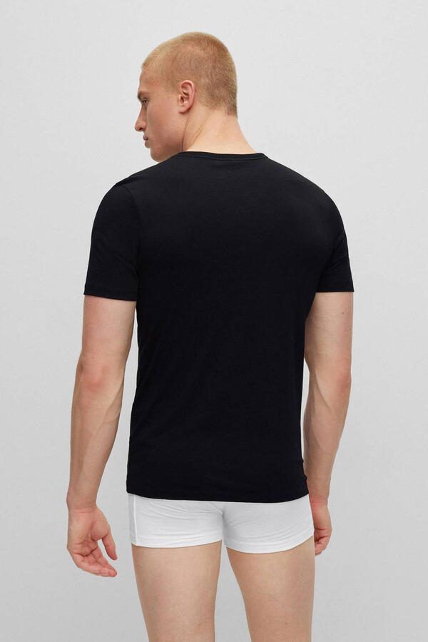 Boss Katoenen T-shirts 3-pack Regular Fit V-hals Logo Borduursel Black Heren - Foto 3