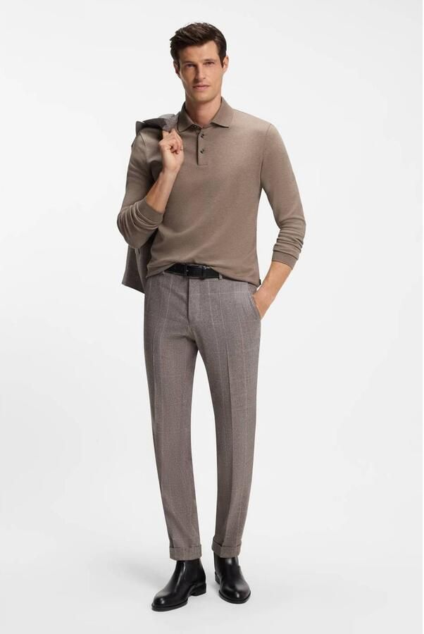 BOSS Pado regular fit polo met logo bruin - Foto 2