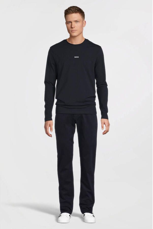 Hugo Boss Maglia regular fit in cotone elasticizzato con logo a contrasto uomo Boss Tchark 50473286 Dark Blue Blauw Heren - Foto 2