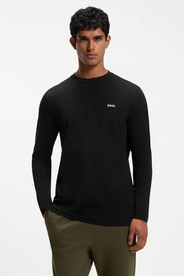 BOSS Green Regular fit shirt met lange mouwen van katoenmix model 'TEE LONG'