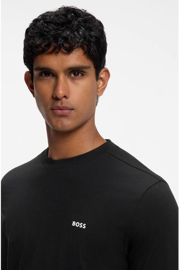 BOSS Green Regular fit shirt met lange mouwen van katoenmix model 'TEE LONG' - Foto 2