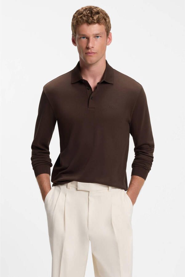 BOSS regular fit polo met logo donkerbruin