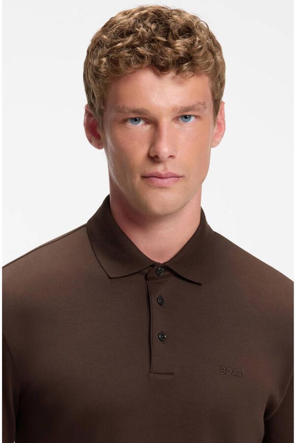BOSS regular fit polo met logo donkerbruin - Foto 3