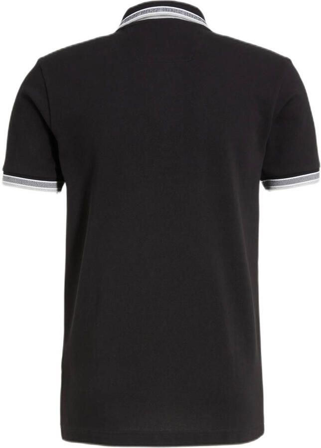 Hugo Boss Heren Polo met Details en Contrast Logo Model 50469055 Paddy Kleur Zwart Black Heren