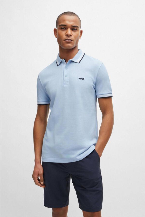 BOSS Green Regular fit poloshirt met labelstitching model 'Paddy' - Foto 3