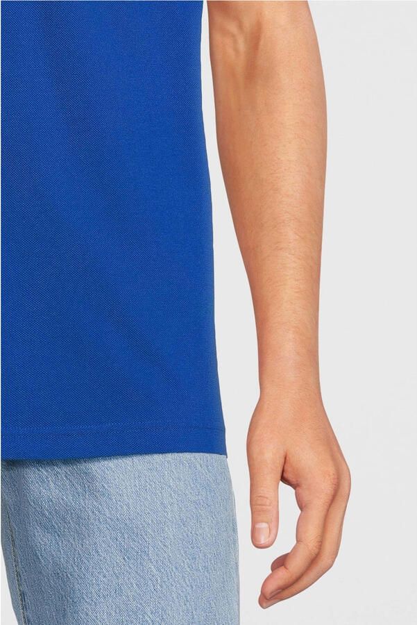Hugo Boss Heren Polo met Details en Contrast Logo Model 50469055 Paddy Kleur Blauw Blue Heren